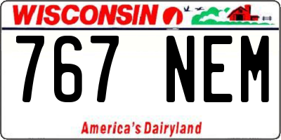 WI license plate 767NEM