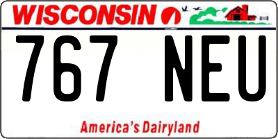 WI license plate 767NEU