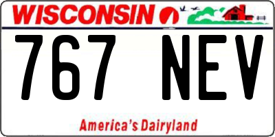 WI license plate 767NEV