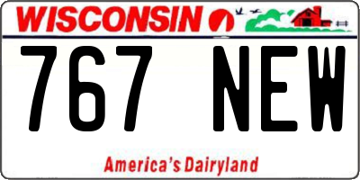 WI license plate 767NEW