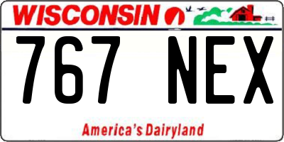 WI license plate 767NEX