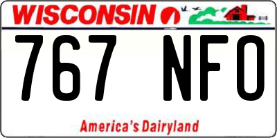 WI license plate 767NFO