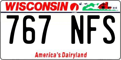 WI license plate 767NFS