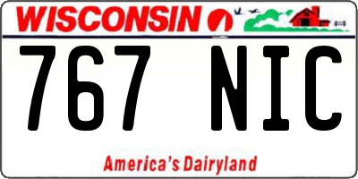 WI license plate 767NIC