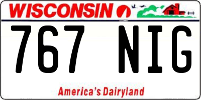 WI license plate 767NIG