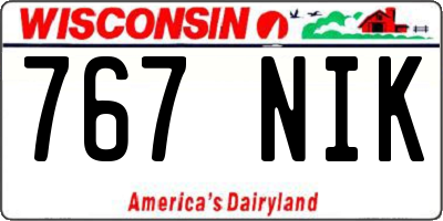 WI license plate 767NIK