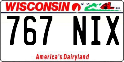 WI license plate 767NIX