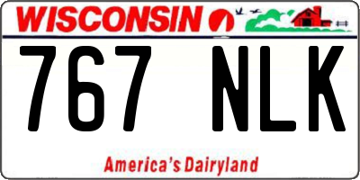 WI license plate 767NLK