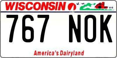 WI license plate 767NOK