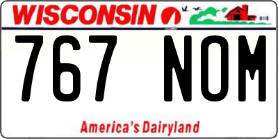 WI license plate 767NOM