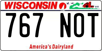 WI license plate 767NOT