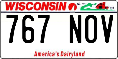 WI license plate 767NOV
