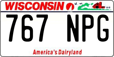 WI license plate 767NPG