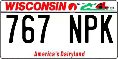 WI license plate 767NPK