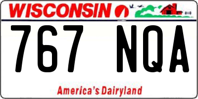 WI license plate 767NQA