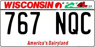 WI license plate 767NQC