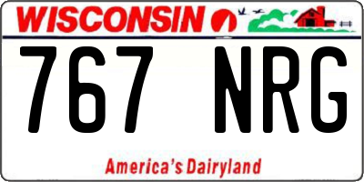 WI license plate 767NRG