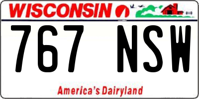 WI license plate 767NSW