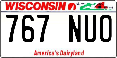 WI license plate 767NUO