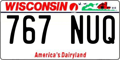 WI license plate 767NUQ