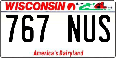 WI license plate 767NUS