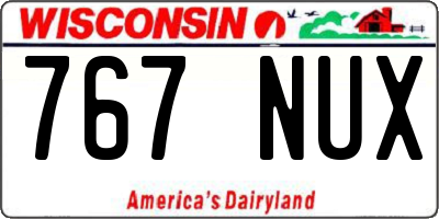 WI license plate 767NUX