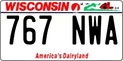 WI license plate 767NWA