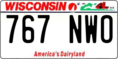 WI license plate 767NWO