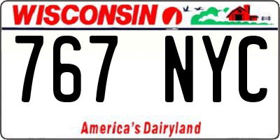WI license plate 767NYC