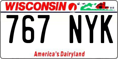 WI license plate 767NYK