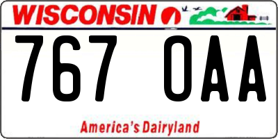 WI license plate 767OAA