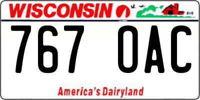WI license plate 767OAC