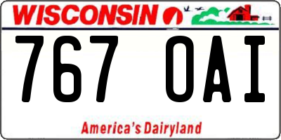 WI license plate 767OAI