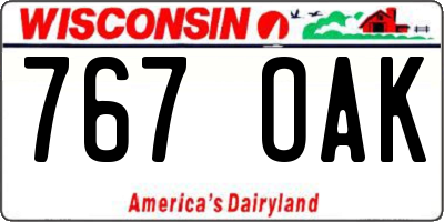 WI license plate 767OAK