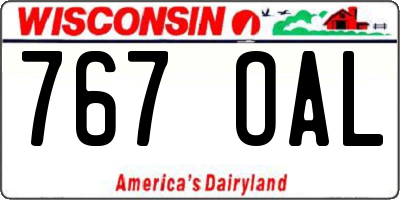 WI license plate 767OAL