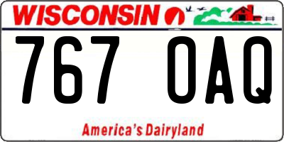 WI license plate 767OAQ