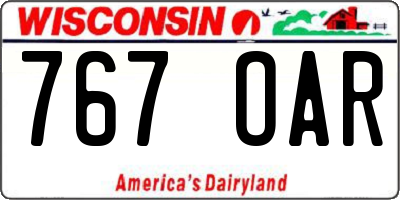 WI license plate 767OAR