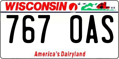 WI license plate 767OAS