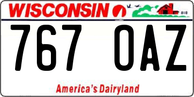 WI license plate 767OAZ
