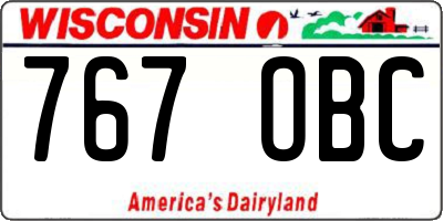 WI license plate 767OBC