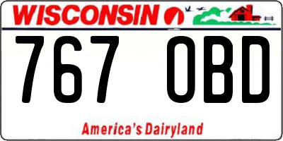 WI license plate 767OBD