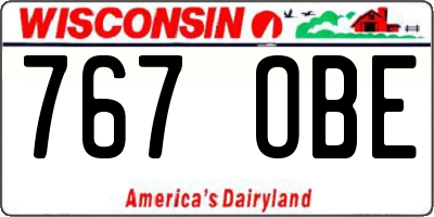 WI license plate 767OBE