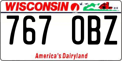 WI license plate 767OBZ