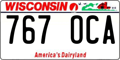 WI license plate 767OCA