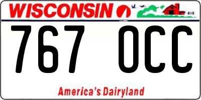 WI license plate 767OCC