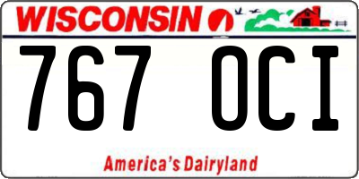 WI license plate 767OCI
