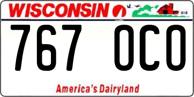 WI license plate 767OCO