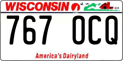 WI license plate 767OCQ