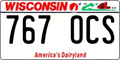 WI license plate 767OCS
