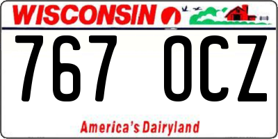 WI license plate 767OCZ